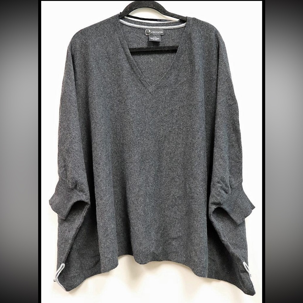 C by Bloomingdale’s Gray‎ Cashmere Tunic, Pull on cover up sweater shrug